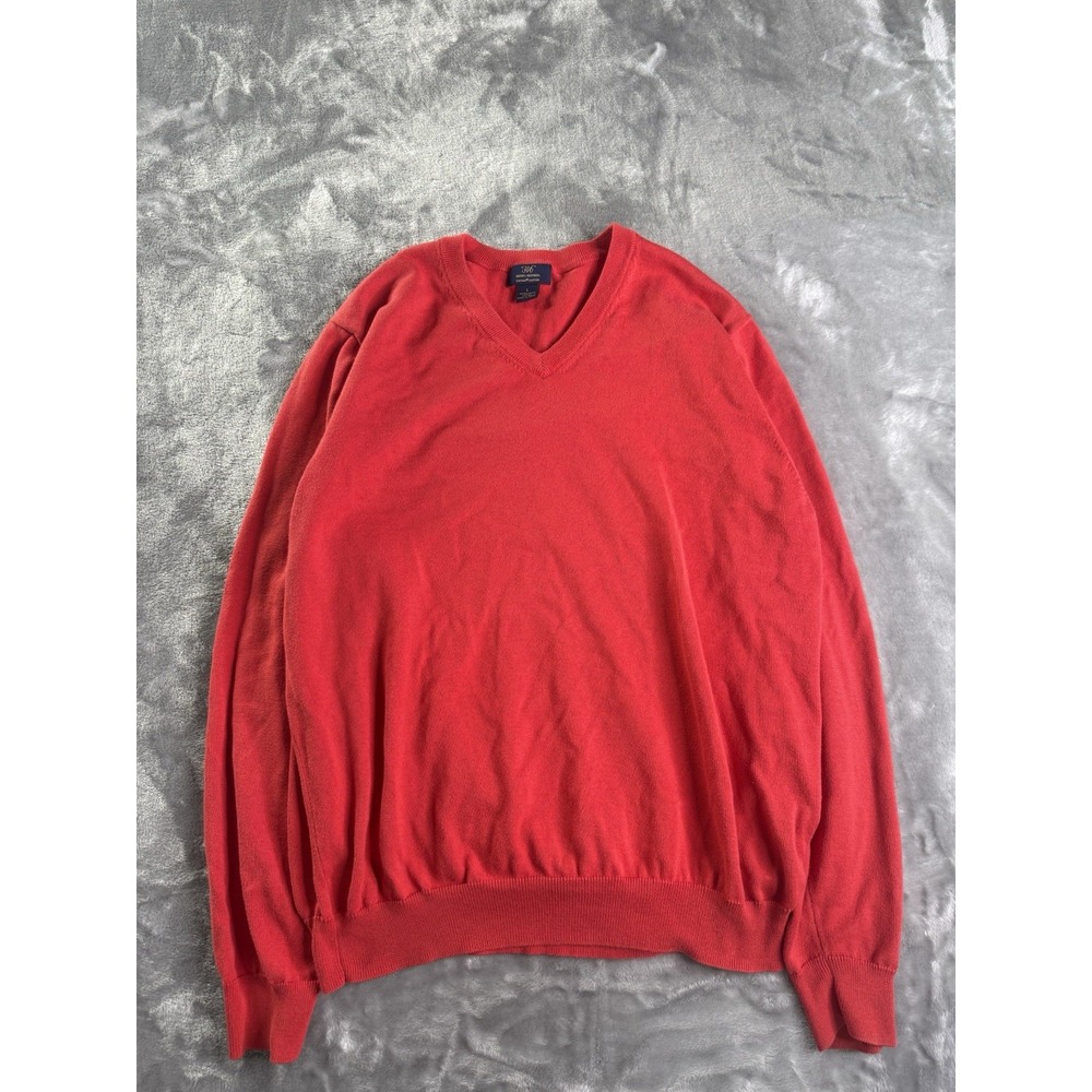 Red Brooks Brothers V Neck Sweater 100% Supima Cotton Sz L